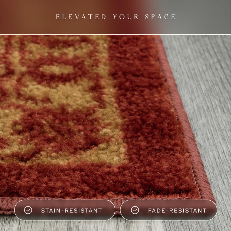 Maples Rugs Georgina Traditional Area Rug â€“ Made in USA â€“ Washable, Non Slip Indoor Carpet for Entryway, Foyer, Kitchen, and Bathroom, 1'8 x 2'10, Red/Gold - Image 4